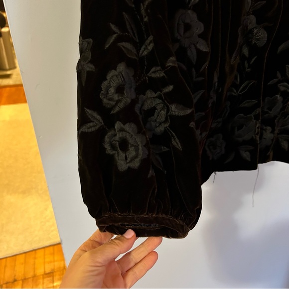 Nanette Lepore Women's 0 Vintage y2K Brown Crushed Velvet Floral Blazer Jacket - Picture 4 of 11